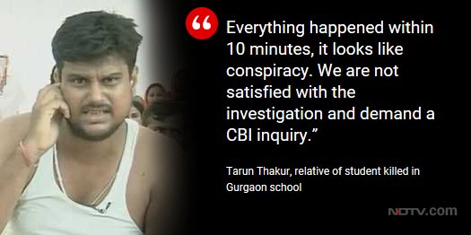 ndtv's tweet photo. #UnsafeInSchool | Tarun Thakur, relative of student killed in Gurgaon school, on #TheBuckStopsHere https://t.co/uuEK2EZiCA