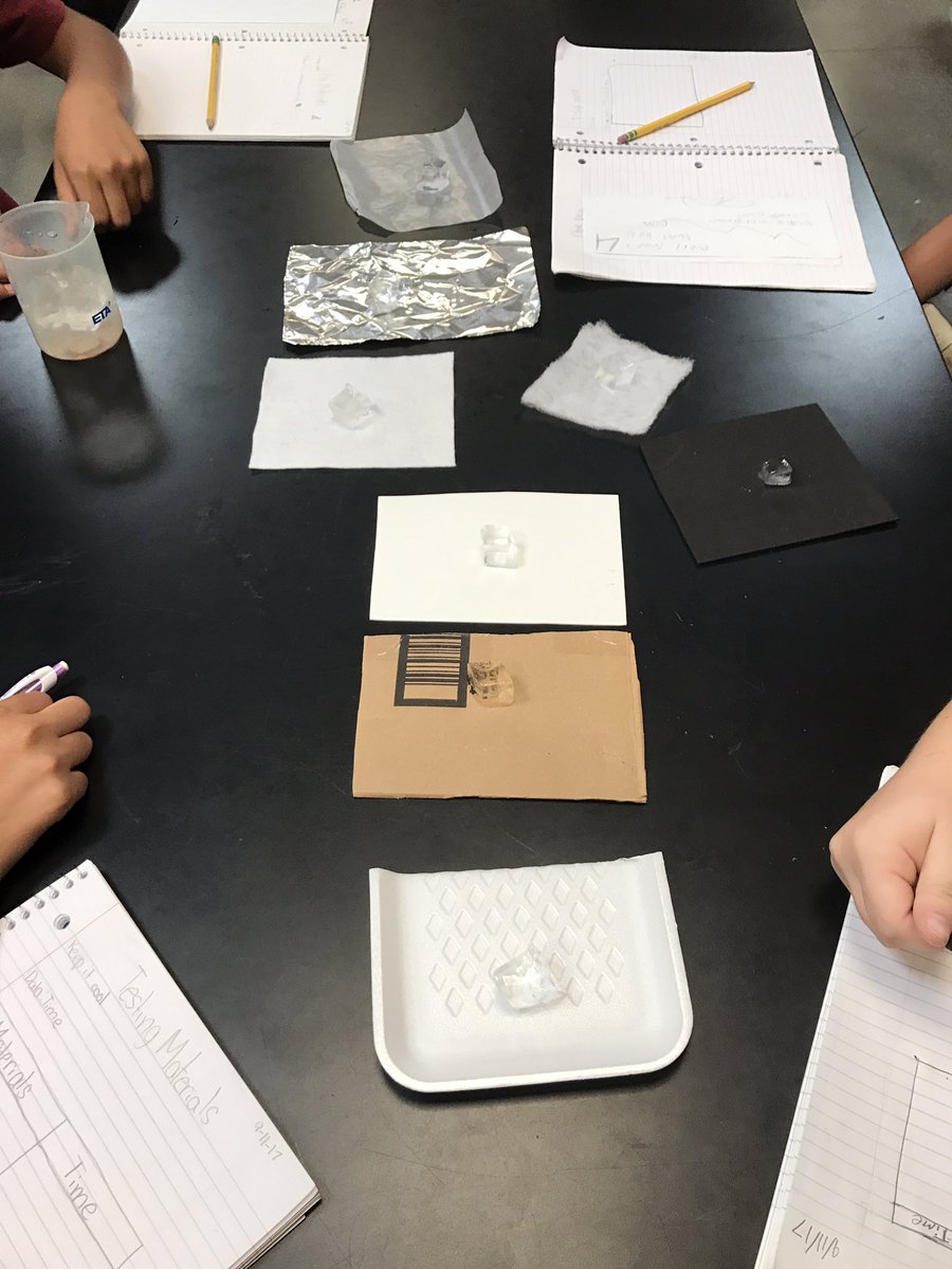 KernStem's tweet photo. Students testing materials to determine which would be most effective for penguin shelters. #science https://t.co/cOObCyp80R