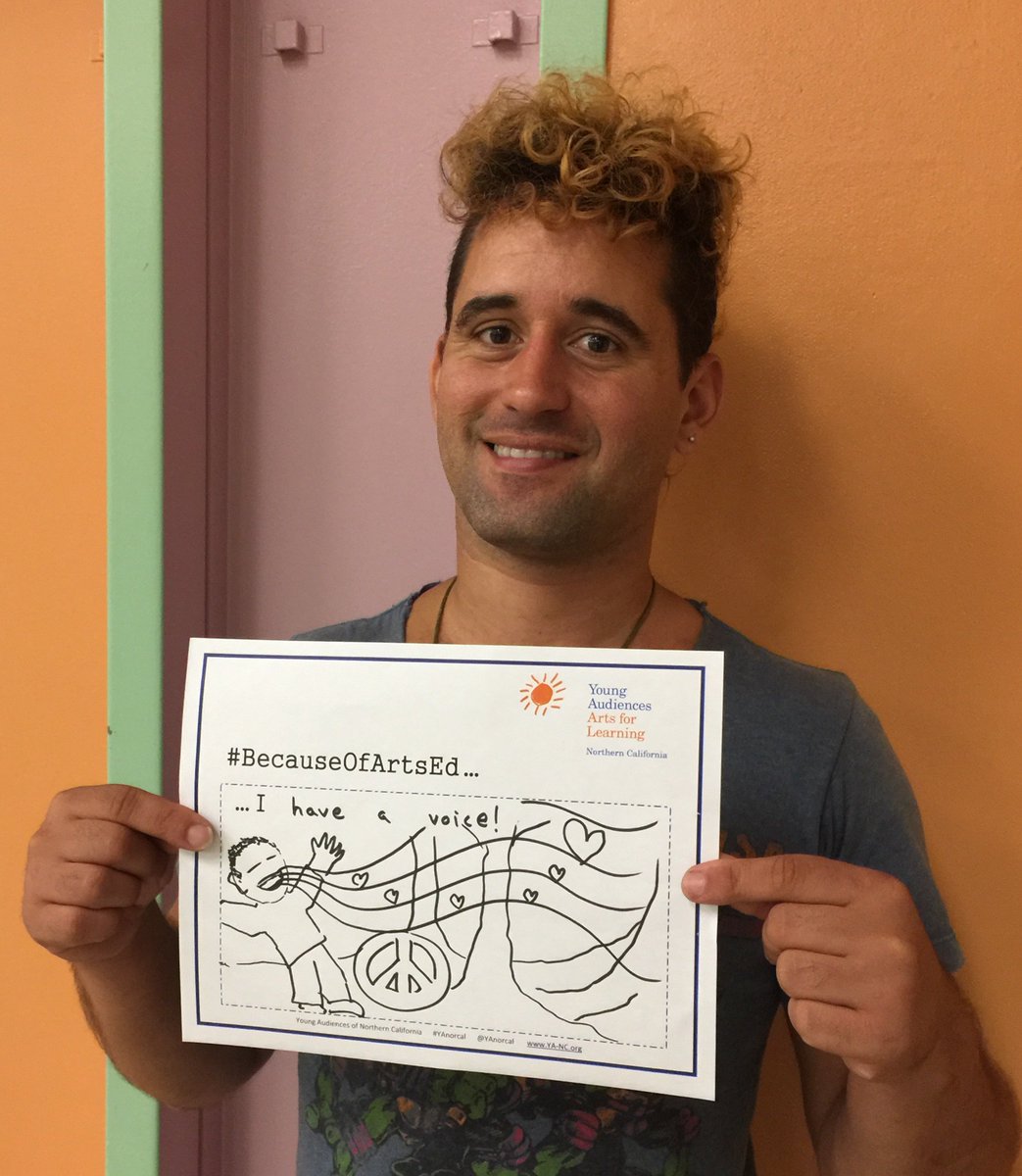 YAnorcal's tweet photo. Board President, Mistyann Loetterle and Teaching Artist, Manolo Davila share #BecauseOfArtsEd #ArtsEdWeek #YAnorcal https://t.co/sH8P5xDYrt
