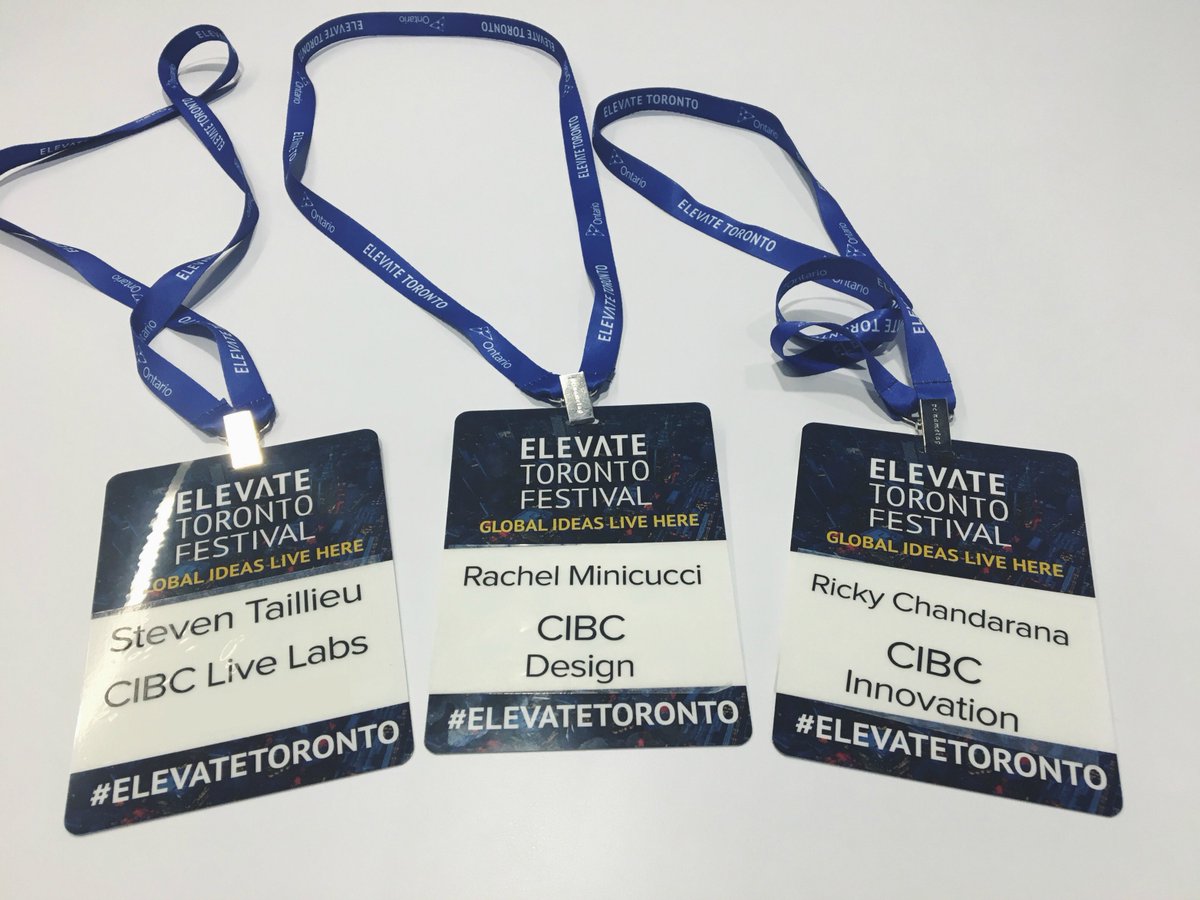 CIBCInnovation's tweet photo. Just picked up our badges for @Elevatetofest ✨ Stay tuned for updates from this week's events! #ELEVATETORONTO @NewCoTor https://t.co/zEGINlRul6