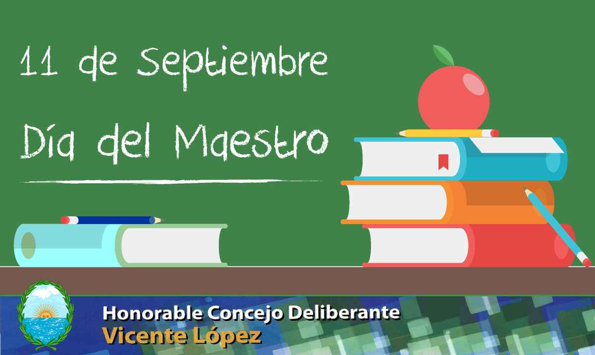 HcdVLopez's tweet photo. El Honorable Concejo Deliberante de Vicente López saluda a todos los Maestros en su día.  #DiaDelMaetro #VicenteLopez https://t.co/0OSF5OY5xw