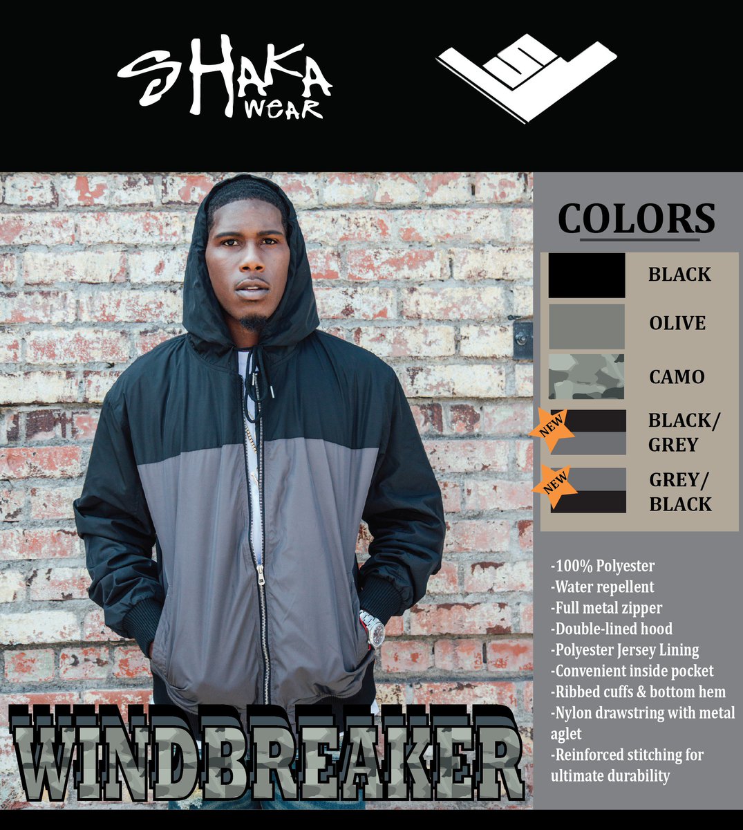 Windbreaker Jackets now available! Catch the breeze in style with a variety of colors! While supplies last. #shakawear #windbreaker #urban