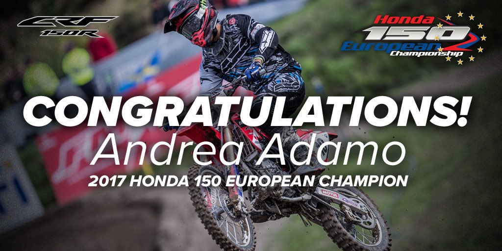 Congratulations Andrea Adamo #10 - 2017 Honda 150 European Championship Champion! #Honda #EMX150 #CRF150R