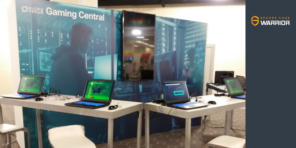 SecCodeWarrior's tweet photo. At #Protect17? Check out gaming central and join our tournament to test your secure coding skills and win prizes @MicroFocus #securethenew https://t.co/xFUFjgVBK0