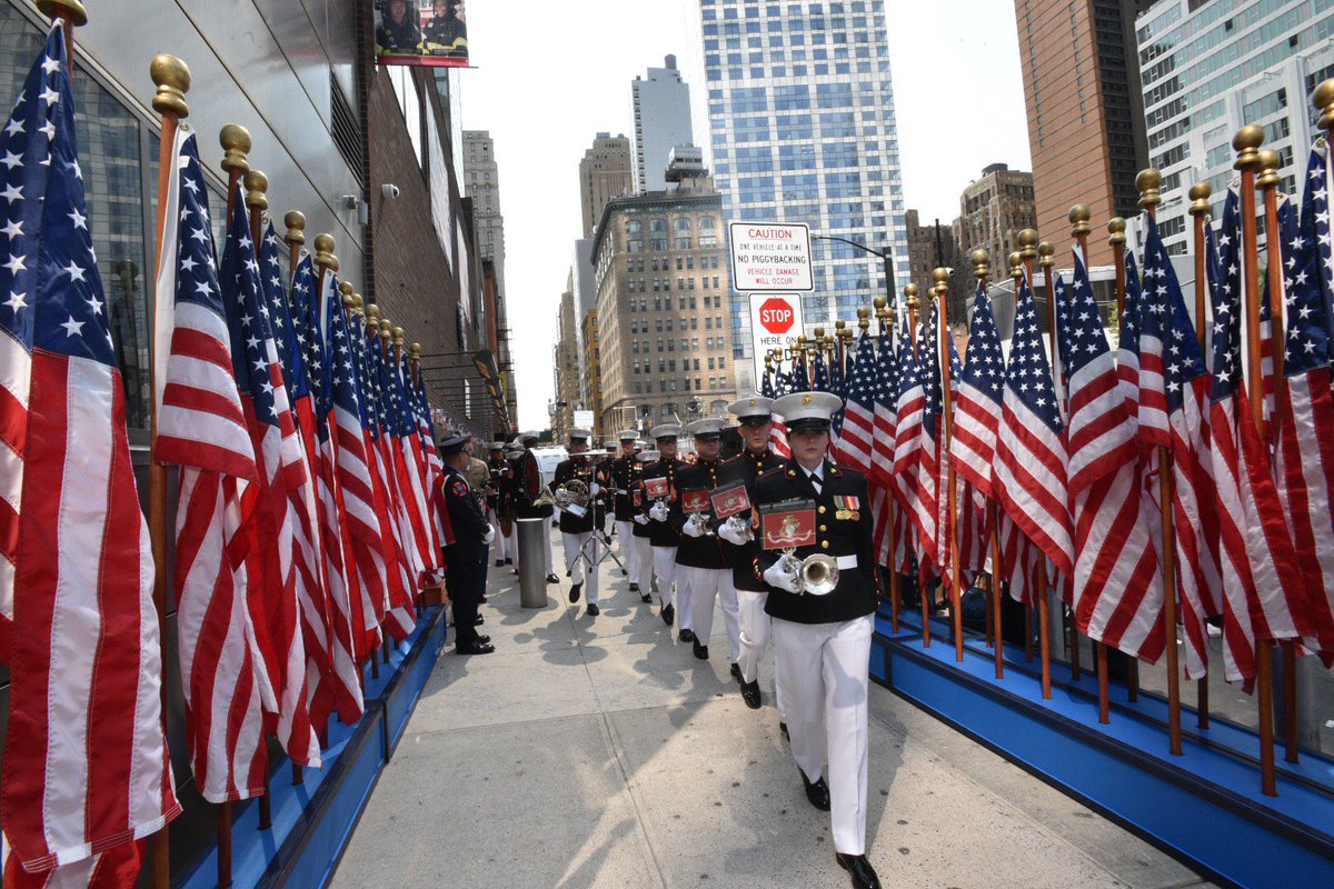 FDNY's tweet image. .@MarineBand honors those lost on 9/11 at #FDNY #Engine10 #Ladder10  #NeverForget