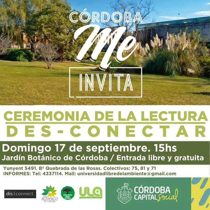 [FIESTA DE LECTURA]Este domingo nos desconectamos!
Desde las 15hs en el Jardín Botánico de Córdoba! Habrá libros en adopción🙌
#AdoptaUnLibro