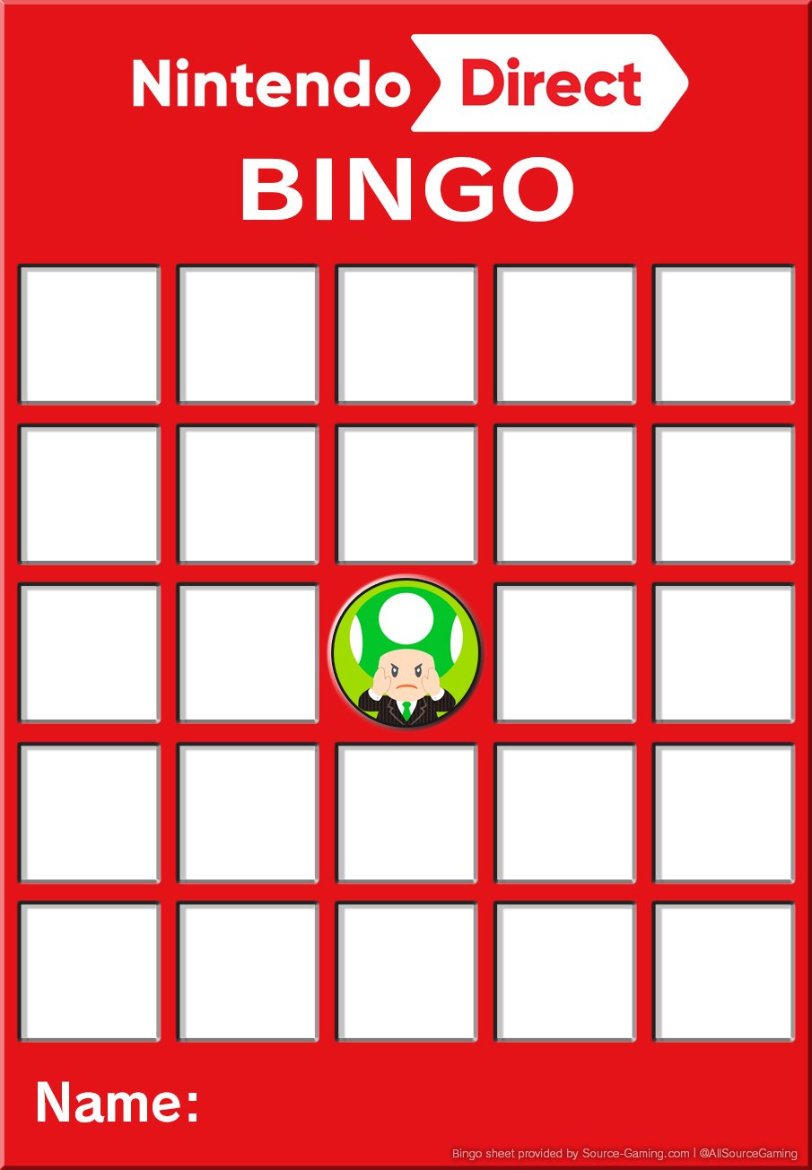 Nintendo Direct Bingo Template