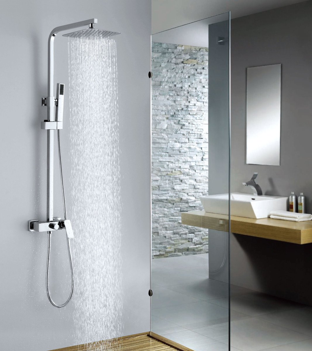 ImexProducts's tweet photo. Serie Bremen
Barra de #ducha extensible de acero inox. extensible 
Rociador de acero inox. cuadrado 20×20 cm., extraplano, cromado y antical https://t.co/Zrl78k0udc