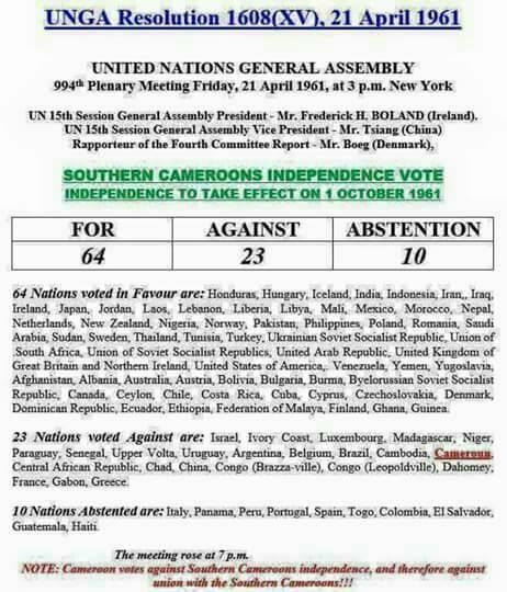 WestCameroons's tweet photo. We're challenging
@UN & @Number10gov
To explain why #UNGA61 Resolution 1608 on Southern #Cameroons was never implemented
#RestorationNow https://t.co/oJkWFPC4QC