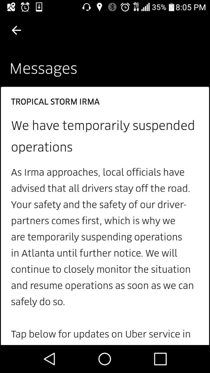 amybarnes_usa's tweet photo. Uber shut down has likely stranded peeps at workplaces I dropped off to earlier today.
#UberIsDown @cbs46 @wsbtv @11AliveNews @CNN
I'm so 😡 https://t.co/tgTAYzhzt3