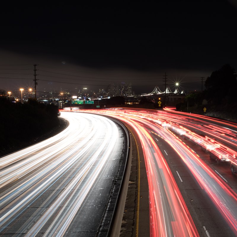 #Nightshot of US 101 and #SFskyline from 18th St. overpass. #citylights #sanfrancisconights