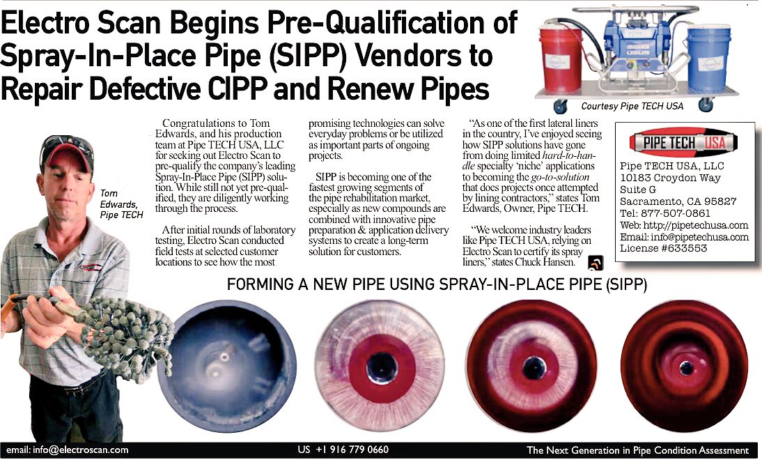 Pipe Tech USA (@pipetechusa) on Twitter photo SIPP is becoming one of the fastest growing segments of the #pipe rehabilitation market. Thanks, <a href="/ElectroScan/">Electro Scan Inc.</a> #plumbing SIPP is becoming one of the fastest growing segments of the #pipe rehabilitation market. Thanks, <a href="/ElectroScan/">Electro Scan Inc.</a> #plumbing
