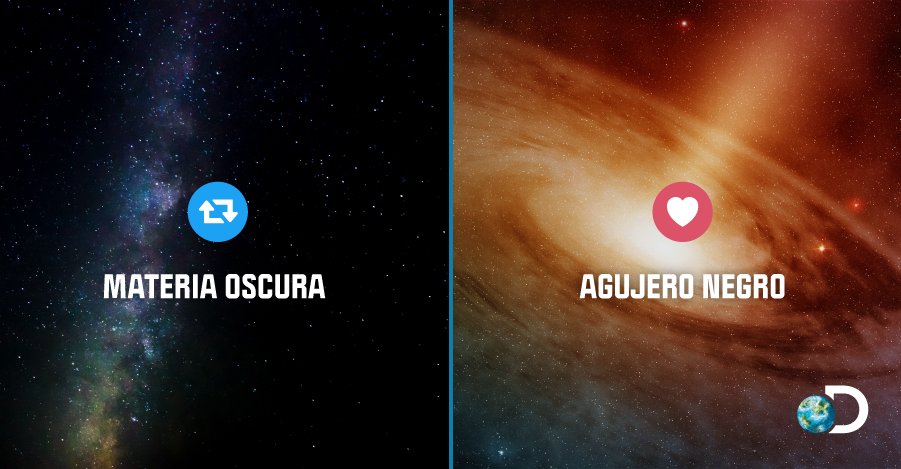 DiscoveryLA's tweet photo. ¿Cuál de estos misterios del espacio te genera más curiosidad? ¿Materia oscura o agujeros negros? #EnigmasDiscovery https://t.co/pNmX5eTpWF