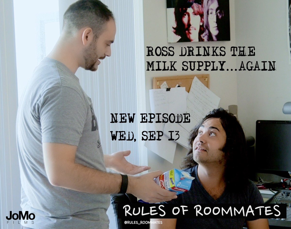 Rules_Roommates's tweet photo. Ross never leaves any milk! New ep. Wed Sep 13. Follow us to be first to know when it's out! #RulesofRoommates #SellTheLie #milk #roommate https://t.co/uyLLHKOP5V