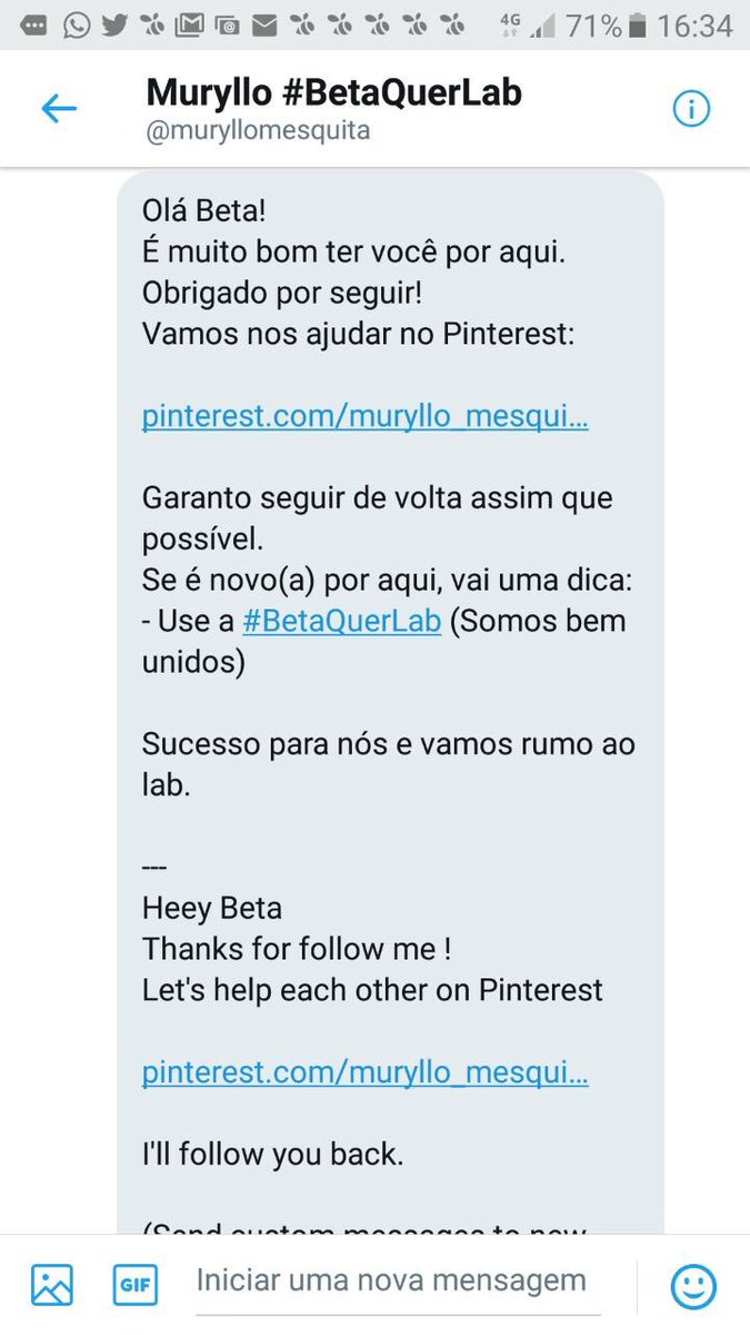 Pessoal! ATENÇÃO! Nós, membros do #BetaQuerLab , NÃO mandamos DM desse tipo. Esses são uns oportunistas que usam nossa tag para ilicitude!