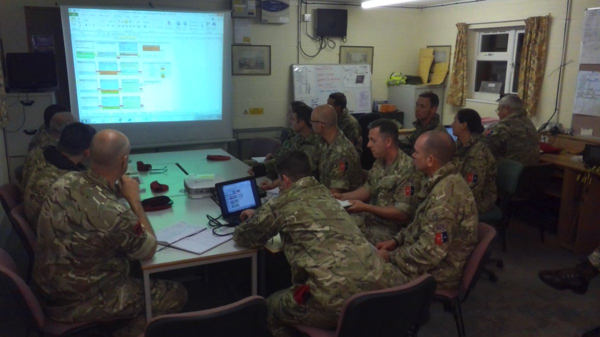 1RegtRMP's tweet photo. #1RMP Command Team planning tomorrows activities for #RMPReserves @243procoy @253RMP_Reserves #116ProCoy https://t.co/mHTG4gJxId