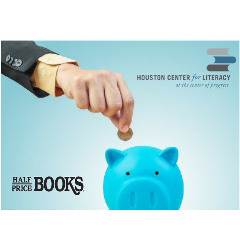 HouLit's tweet photo. Sept 12 #halfpricebooks is donating their proceeds to us! Help us help the families, schools &amp; libraries. #Harvey. https://t.co/QOu447hmo5 https://t.co/yl186xcumF