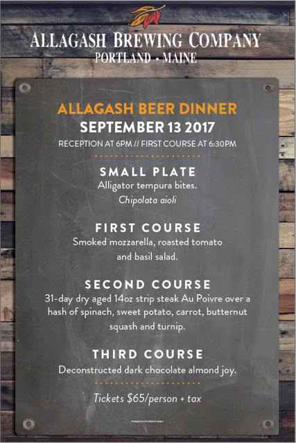 AllagashBrewing's tweet image. Don't have plans this Wednesday? We're teaming up with @TheseGuysBrew for a four-course pairing dinner (9/13). facebook.com/events/3294480…