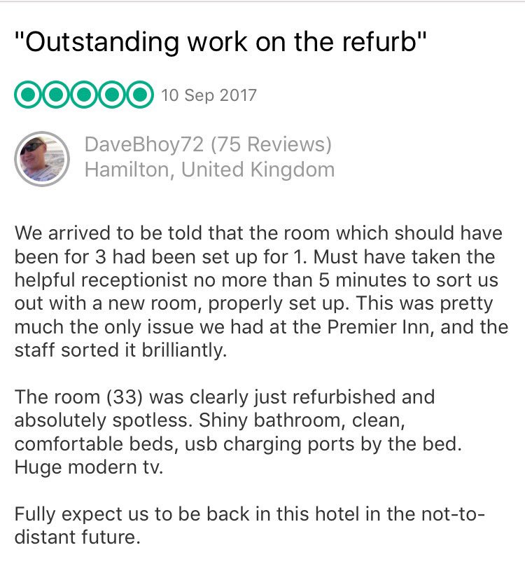 4 5* reviews this week on <a href="/TripAdvisor/">Tripadvisor</a> ! 💜 some great feedback about our refurb too! <a href="/NorthScotlandPI/">North Scotland Area</a> <a href="/SDEBDD/">simon ewins</a> <a href="/CatherineSmi2/">Catherine smith</a>