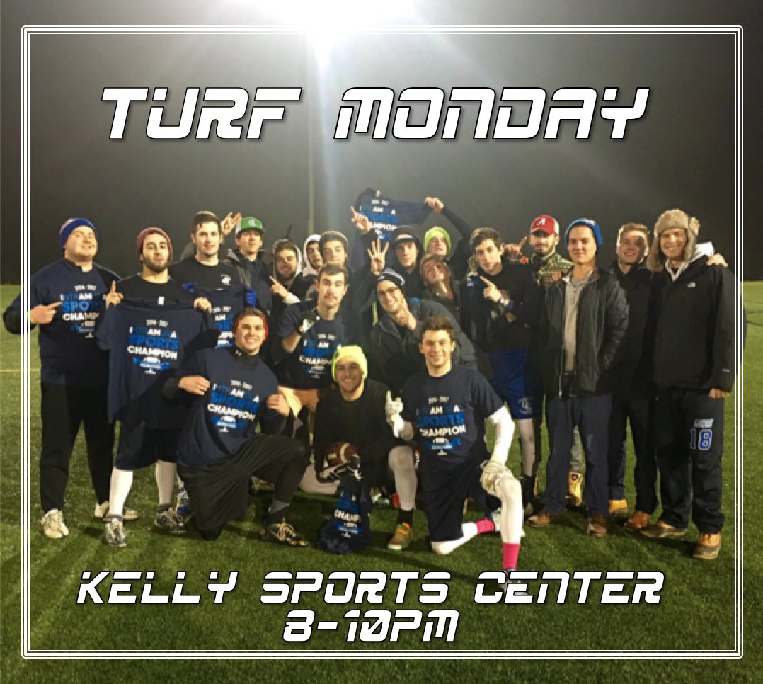 Our second recruitment event is tonight at Kelly Sports Center. Join us 8-10pm for Turf Monday!