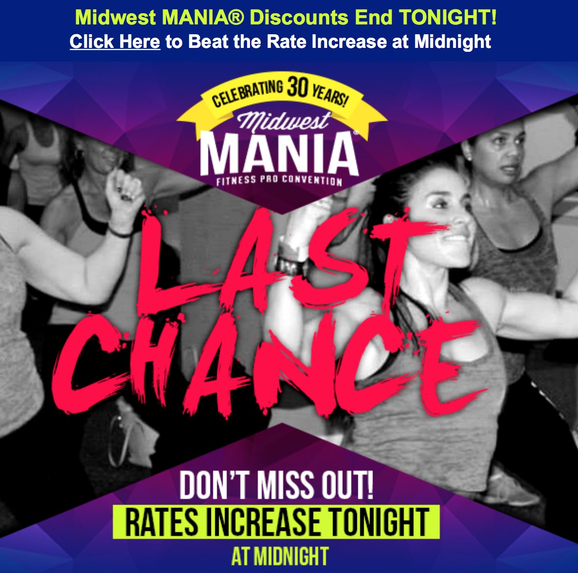 ❗️LAST CHANCE
Midwest MANIA® Discounts End TONIGHT! 
Click Here to Beat the Rate Increase at Midnight:
conta.cc/2eQPQzD
