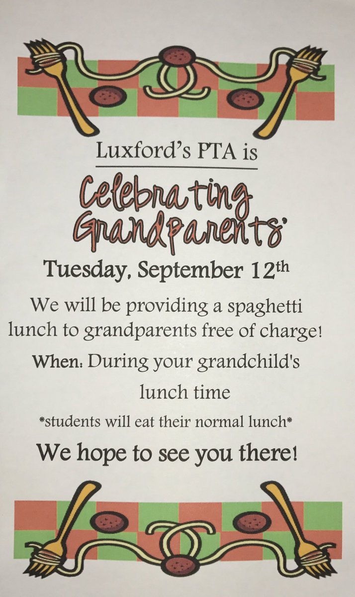 luxford_pta's tweet photo. Can't wait to appreciate our Luxford Grandparents' tomorrow! https://t.co/68E8Rbx1kL