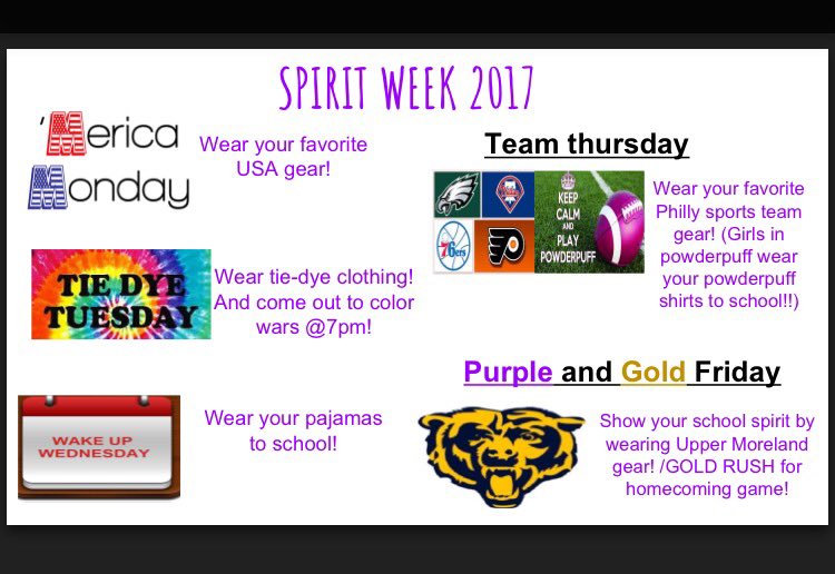 UMHS2019's tweet photo. Spirit Week themes for 2017 got approved! Start planning your outfits everybody!!!!! https://t.co/DyXr1ZTBdp
