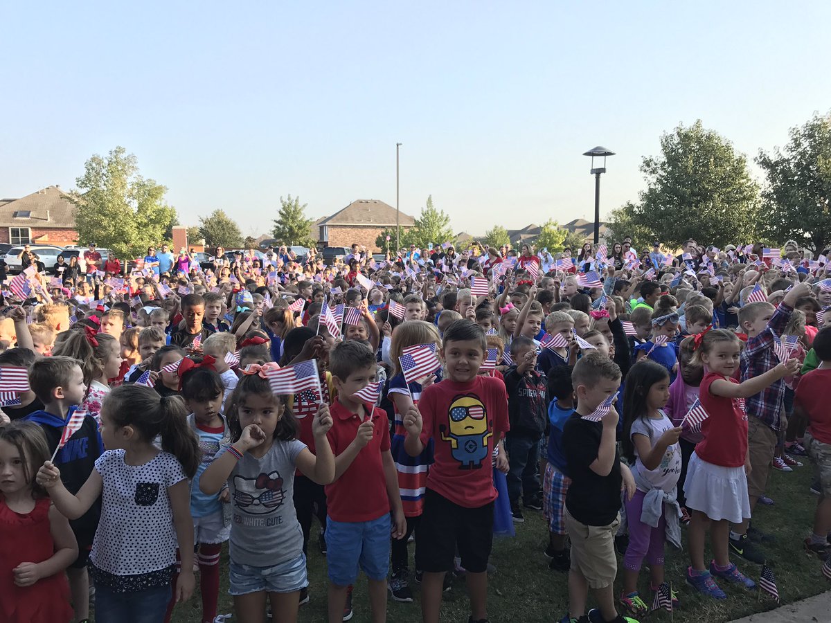 Great Patriot's Day assembly this morning at our school.  5th graders did a great job with the program.  #wranglerway