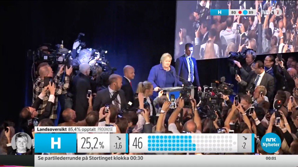 Erna taler til et hav av telefoner 😂 #valg2017