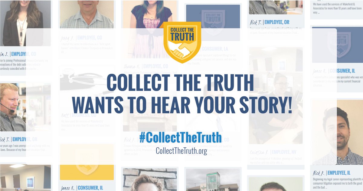 CollectTruth's tweet image. Share your story about working in debt collection or how you worked with a debt collector to resolve a challenge buff.ly/2wUxPbJ