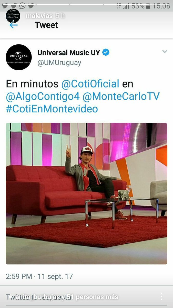 Maleviass's tweet photo. @cotioficial #Cotisorokin 18/11 #CotienMontevideo #MmusicBox #InstagramStories #Abitab https://t.co/XwO5aH0KYC