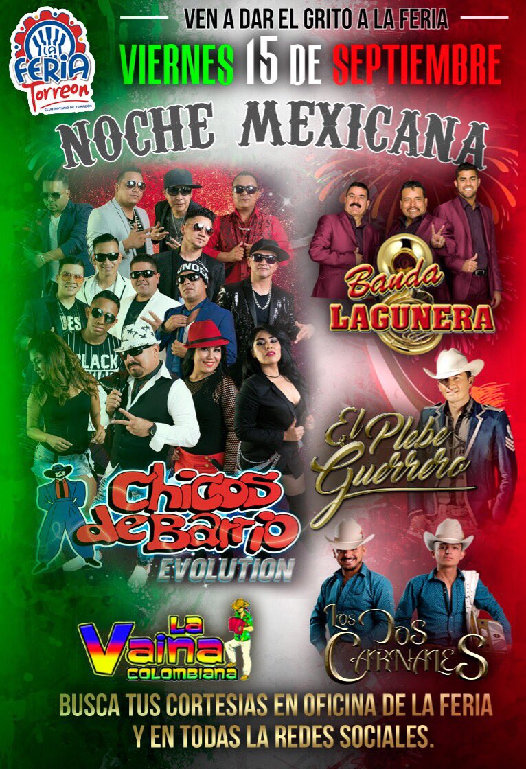 BailesLaguna's tweet photo. Súper eventos para celebrar este fin de semana patrio en @feriatorreon1, a cuál quieres ir ? https://t.co/rlCLwN0mqX
