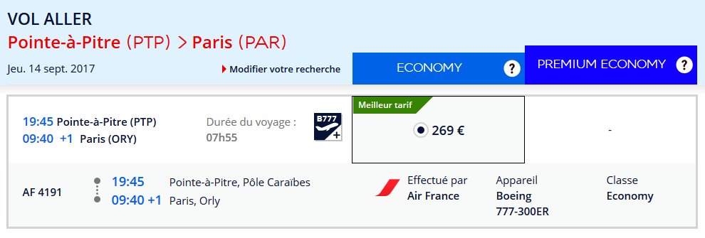 .<a href="/AirFranceFR/">Air France FR</a> met en place un vol supplémentaire Pointe-à-Pitre / Orly pour ce jeudi 14 septembre à 19h45, prix aller-simple 269€ #Irma2017