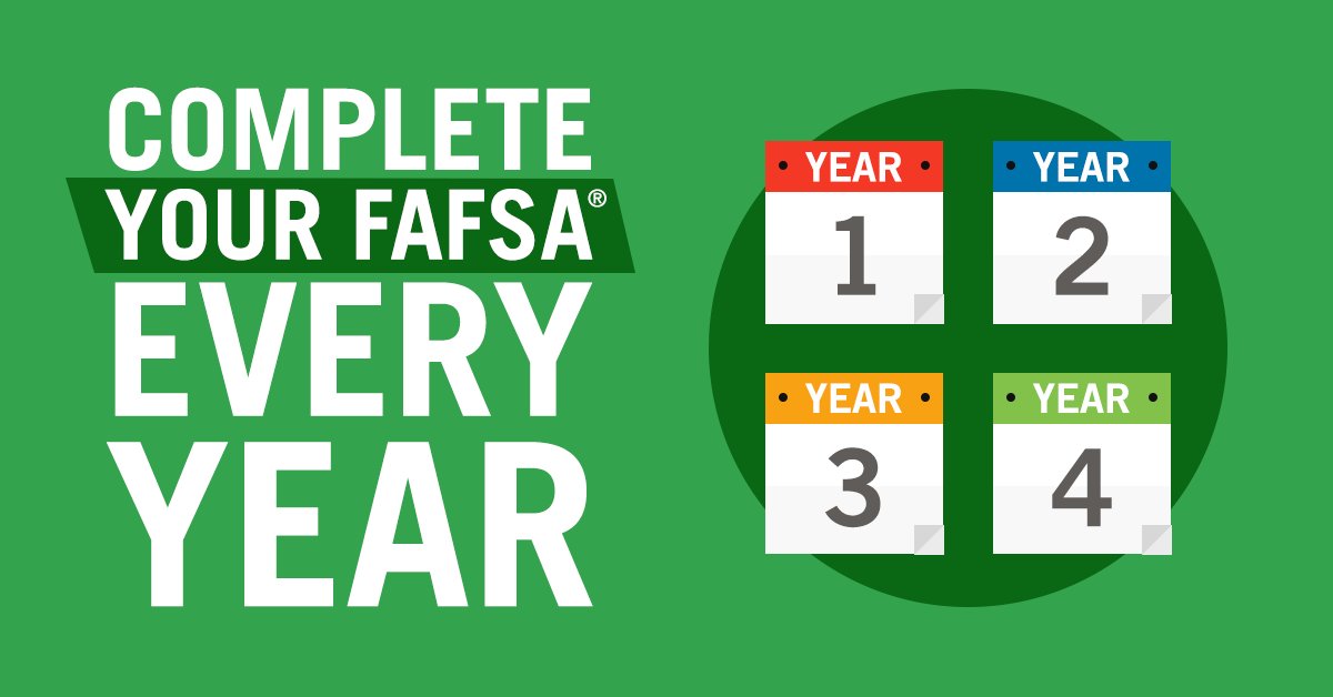 FAFSA's tweet photo. The FAFSA is like a doctor's visit—you need to do it every year. #MondayMotivation https://t.co/l8M4rLbic2