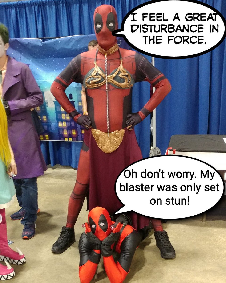 Slavepool68's tweet photo. #deadpool and #Slavepool in the same photo?? Inconceivable!
#Arkansascomiccon https://t.co/kWZjZY5sCo