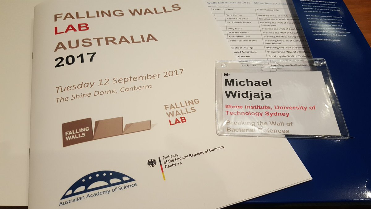 DrMikeWidjaja's tweet image. Ready to break some bacterial walls! Reppin&apos; @ithreeinst and @UTS_Science in #fallingwalls17 @Science_Academy #fuckyeahscience #scicomm