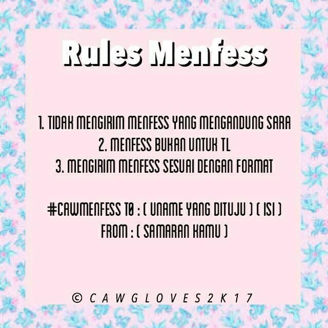 CAWGLOVES's tweet photo. Sekarang saya open menfess ya. Hayo dibaca dan dipatuhi ya rulesnya.👇💞 https://t.co/rGZofBaaoQ