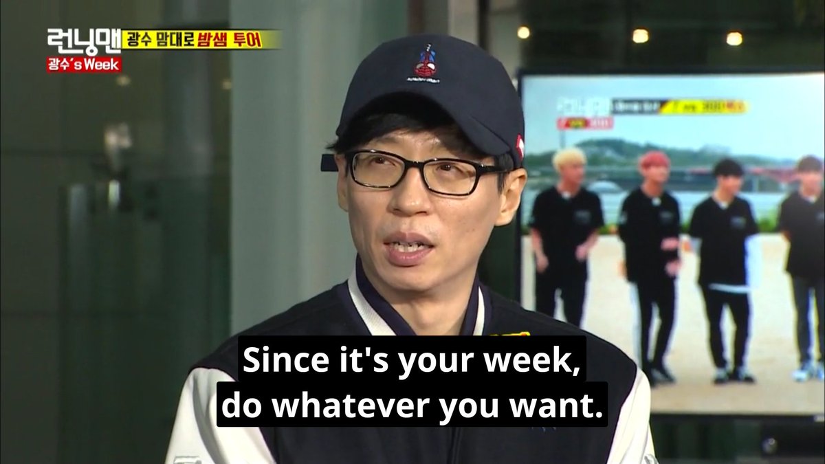 MsEntertain519's tweet photo. Was watching #Runningman and notice our @BTS_twt in the background from their appearance in 7 vs 300 episode #nationsmc #grasshopper https://t.co/dvdXprPGnL