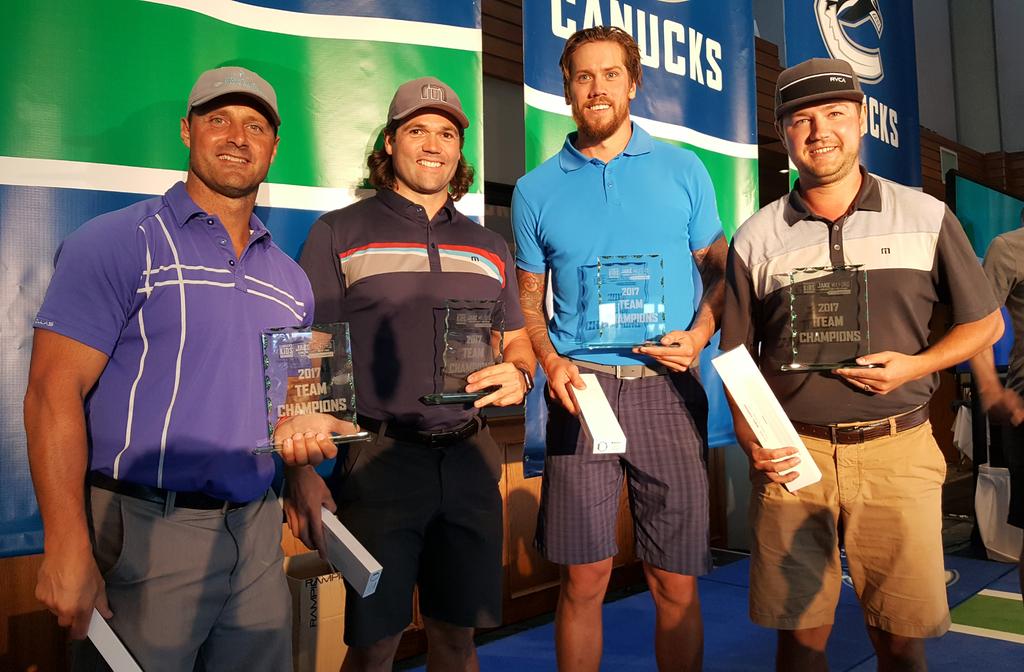 Canucksforkids's tweet photo. Congrats to our 2017 Jake Milford Charity Invitational Champs! They posted a whopping -42. Wowza! Put these guys on the tour! #TheJake17 https://t.co/zmG6Odfm9M