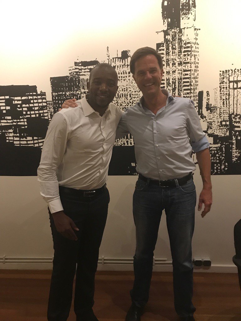 MmusiMaimane's tweet photo. Had an excellent dinner with the Dutch PM. Discussed Trade with SA and a better partnership with Africa. https://t.co/xHUWyFtVu6