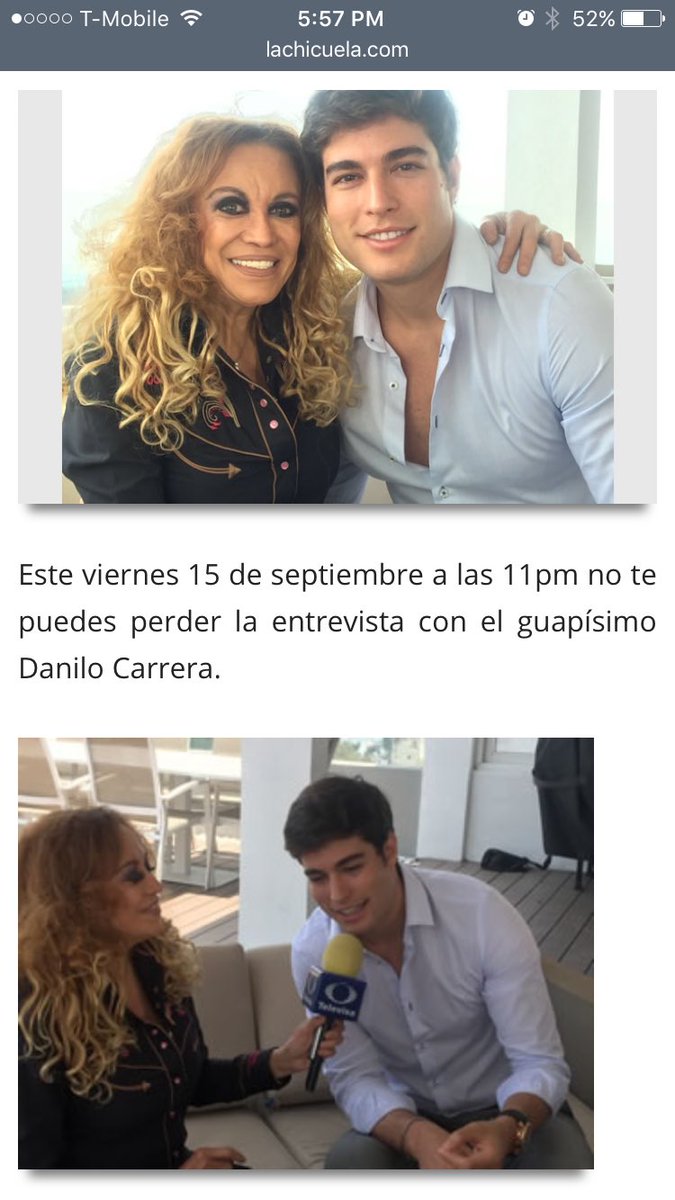 #Danilocas no nos podemos perder la entrevista que le hará <a href="/chicuela/">La Chicuela♥️</a> a <a href="/DaniloCarrera/">Danilo Carrera</a> 15 de septiembre!! 11pm!!