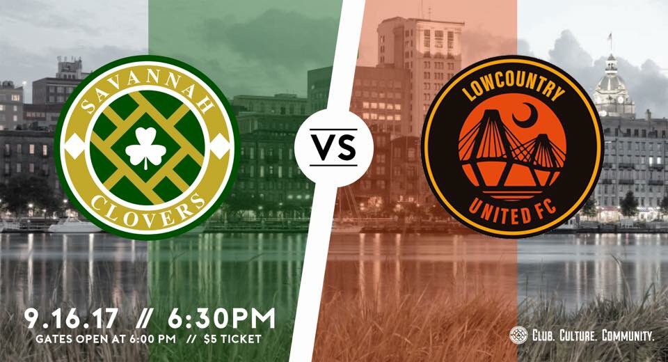 SavCloversFC's tweet photo. Just a taste of the Spring 2018 @UPSLsoccer season. Clovers v LUFC 9.16.17 // 6:30p at Floyd E. Morris Field. #savannah #savcloversfc #UPSL https://t.co/istZiRtWvc