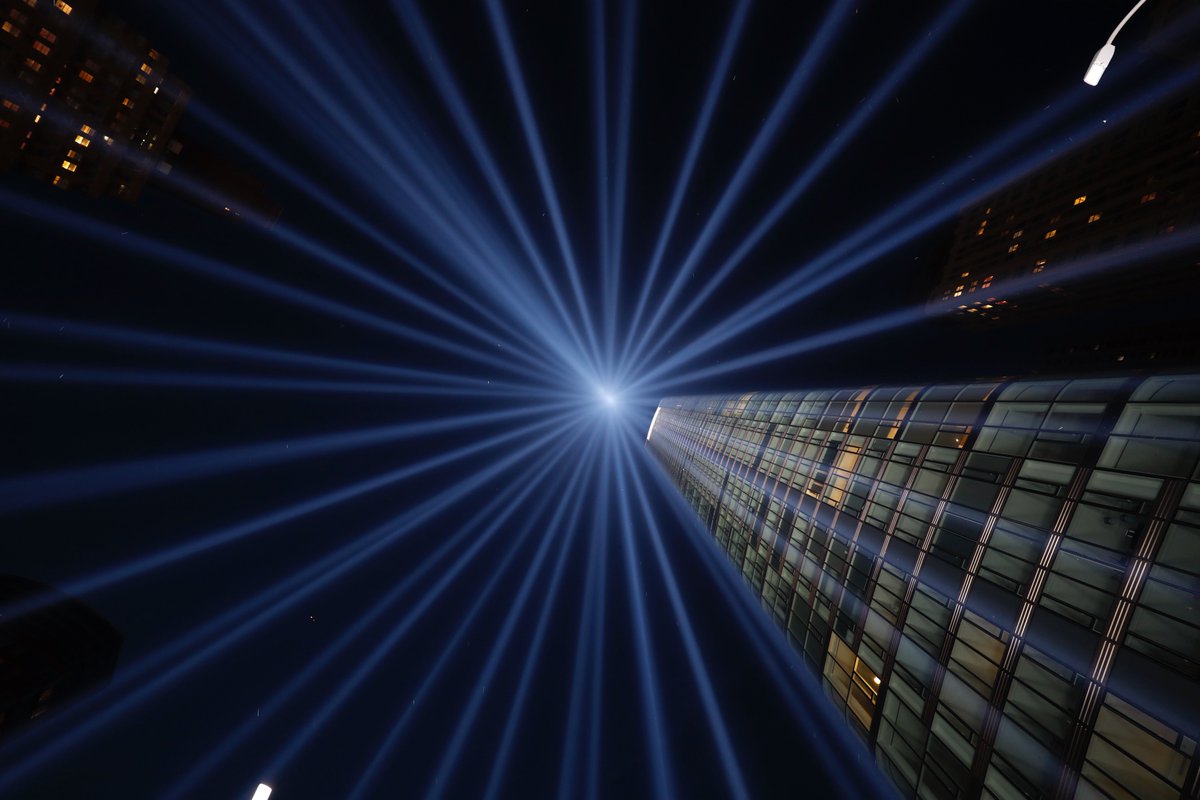 In darkness, we shine brightest. #TributeInLight illuminates the #NYC skyline. #Honor911