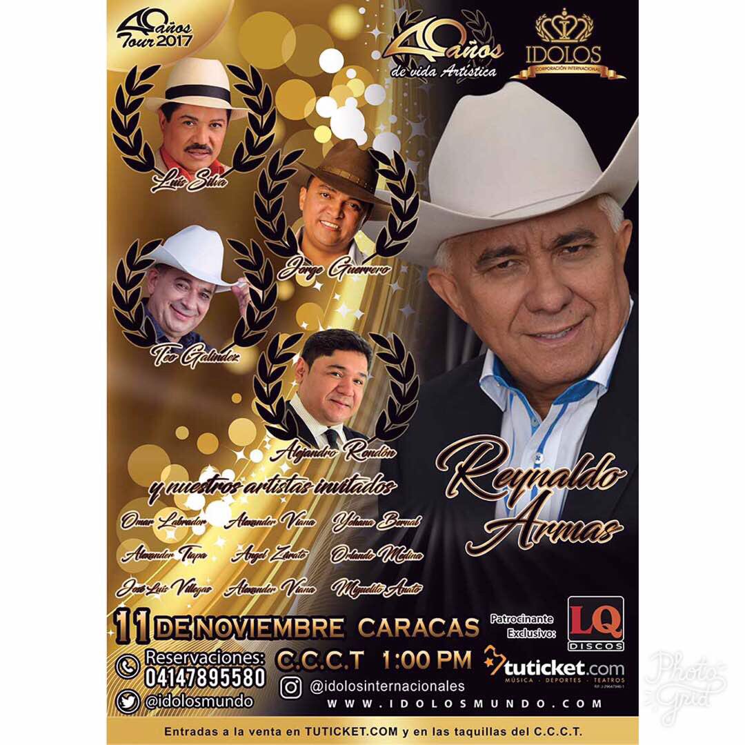 Te invito a los 40 años de vida artística de <a href="/reynaldoarmasve/">Reynaldo Armas</a> junto a <a href="/luissilvatwitt/">Luis Silva</a> <a href="/TeoGalindez58/">Teófilo Galíndez</a> <a href="/JorgeGuerreroVE/">Jorge Guerrero.Frase</a> <a href="/RondonAlejandr/">Alejandro Rondón</a>