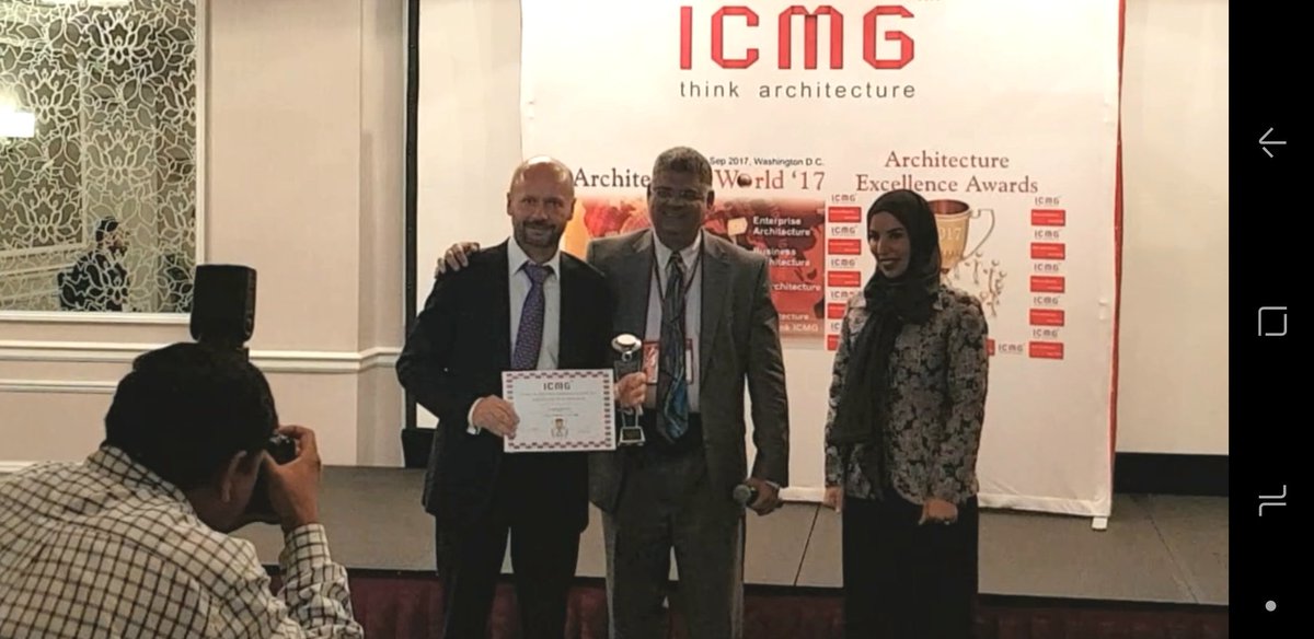 pduboe's tweet photo. Happy to receive the @iCMGworld award for Best Enterprise &amp; IT Architecture for our @Capgemini  #Architects Revival Program ! #proud https://t.co/V7YtUBXJ4m
