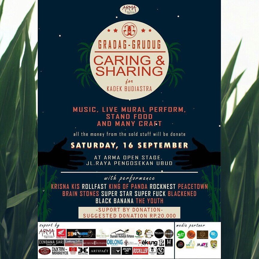 Silahkan yang ingin berdonasi, datang, tgl 16 September 2017, Jam 3pm - 9pm, Tempat Museum Arma, Pengosekan Ubud.