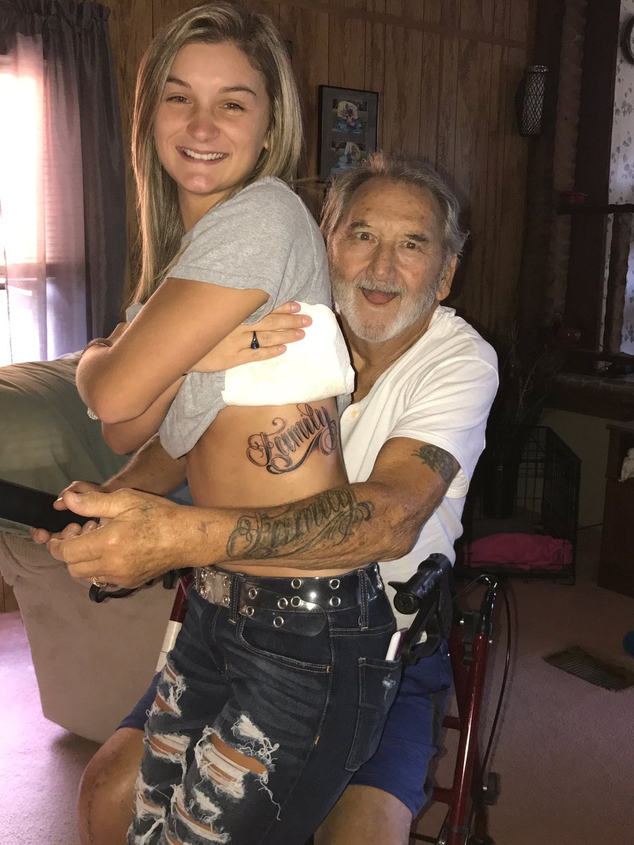 Camri_Carlton's tweet photo. I'm so in love with my family tattoo 😩😍 (excuse poppa, he doesn't have his dentures in 😂) #doingitforDrew https://t.co/ZbOYmucd1X