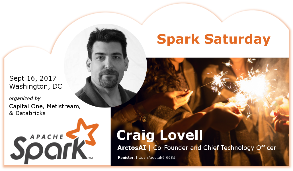 MetiStream's tweet photo. Come hear Craig Lovell @SparkSaturdayDC on 9/16 https://t.co/s5jja0BtO9 @CapitalOne @MetiStream @databricks @ApacheSpark #dcSparkMeetup https://t.co/xqjL47FzWL