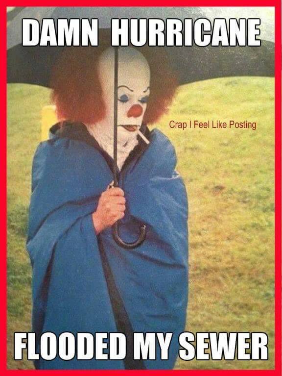 DiscountHorror's tweet image. Poor Pennywise 😢 #HurricaneIrma #It #Horror #Pennywise