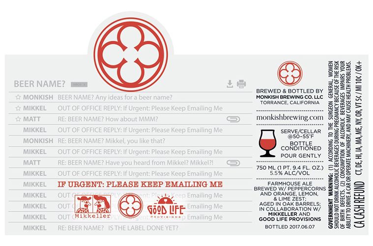 Monkish Collaborating With Mikkeller &amp; Good Life Provisions On If Urgent: Please Keep Emailing Me bit.ly/2wWq1rU